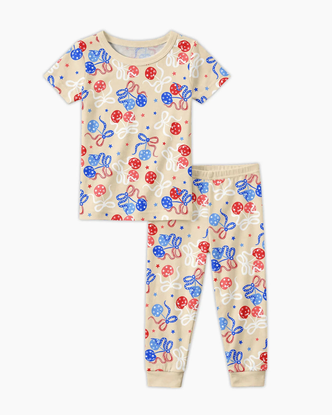 Cherry America 4th of July Bamboo Two Piece Short Sleeve Pajama Set