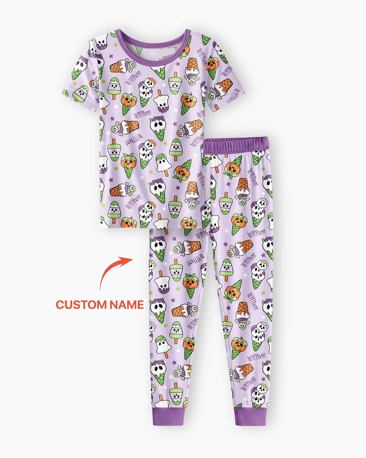 Summerween Ice cream Bamboo Two Piece Short Sleeve Pajama Set