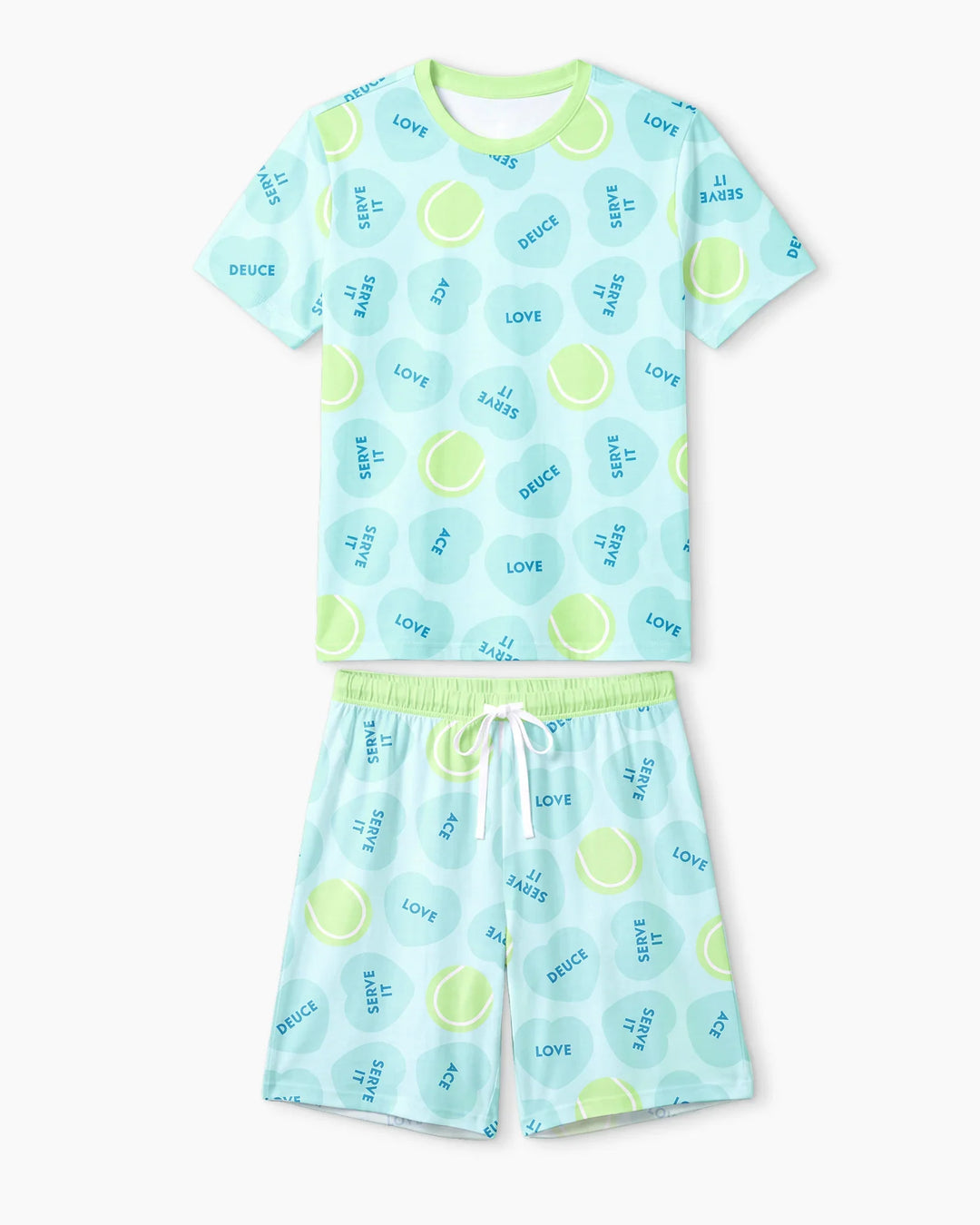 Tennis with Love Bamboo Men Short Sleeve Short Pajama Set