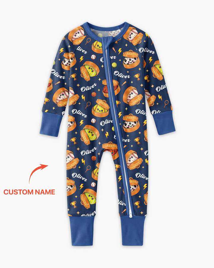 Custom Name Sports Dumpling Bamboo Convertible Zippy