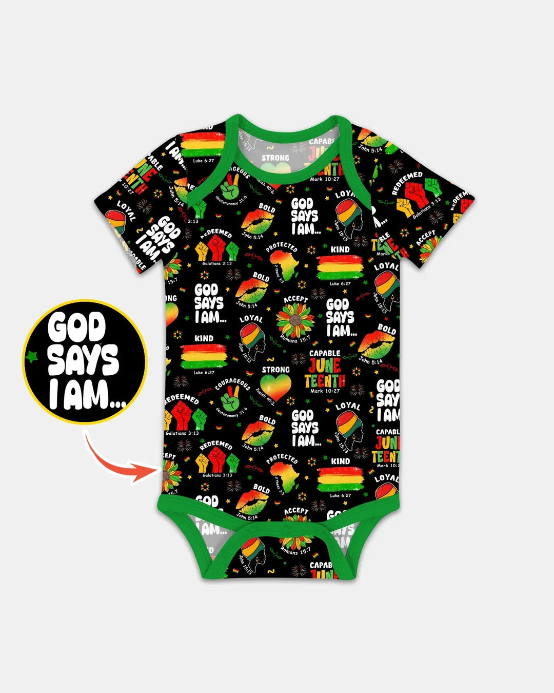 God Says I Am Juneteenth Blessings Bamboo Bodysuit