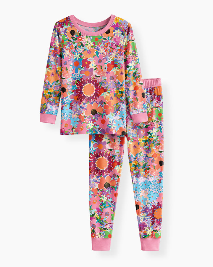 Rainbow Blooms Bamboo Two Piece Pyjamas Set