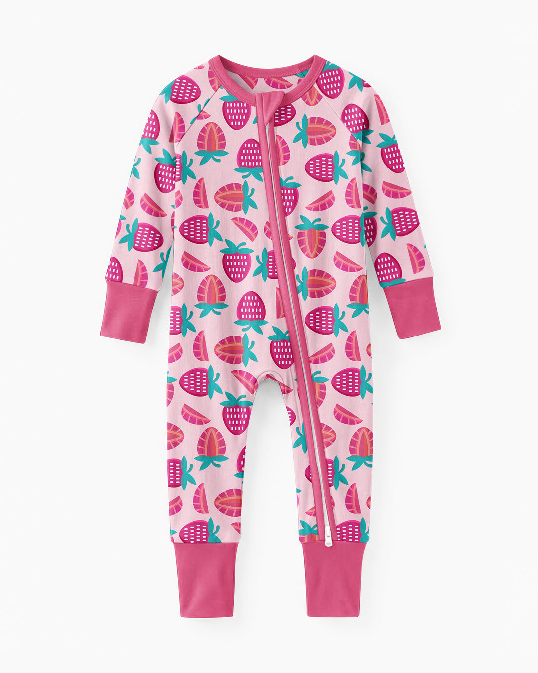 Sweet Strawberries Bamboo Convertible Zippered Romper