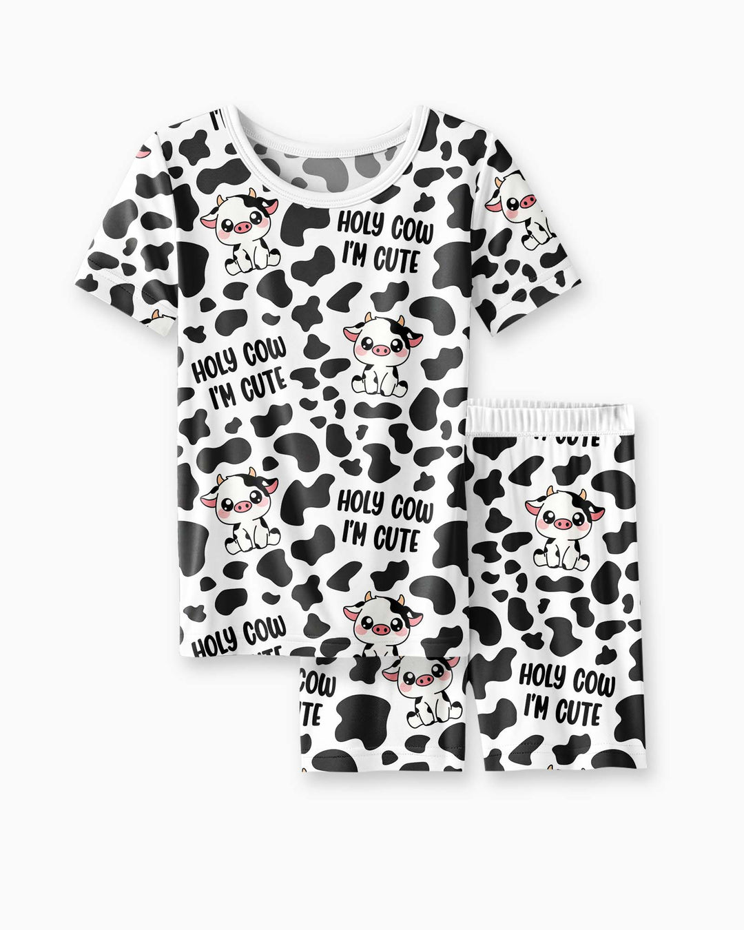 Holy Cow I'm Cute Bamboo Two Piece Short Sleeve Shorts Pajama Set