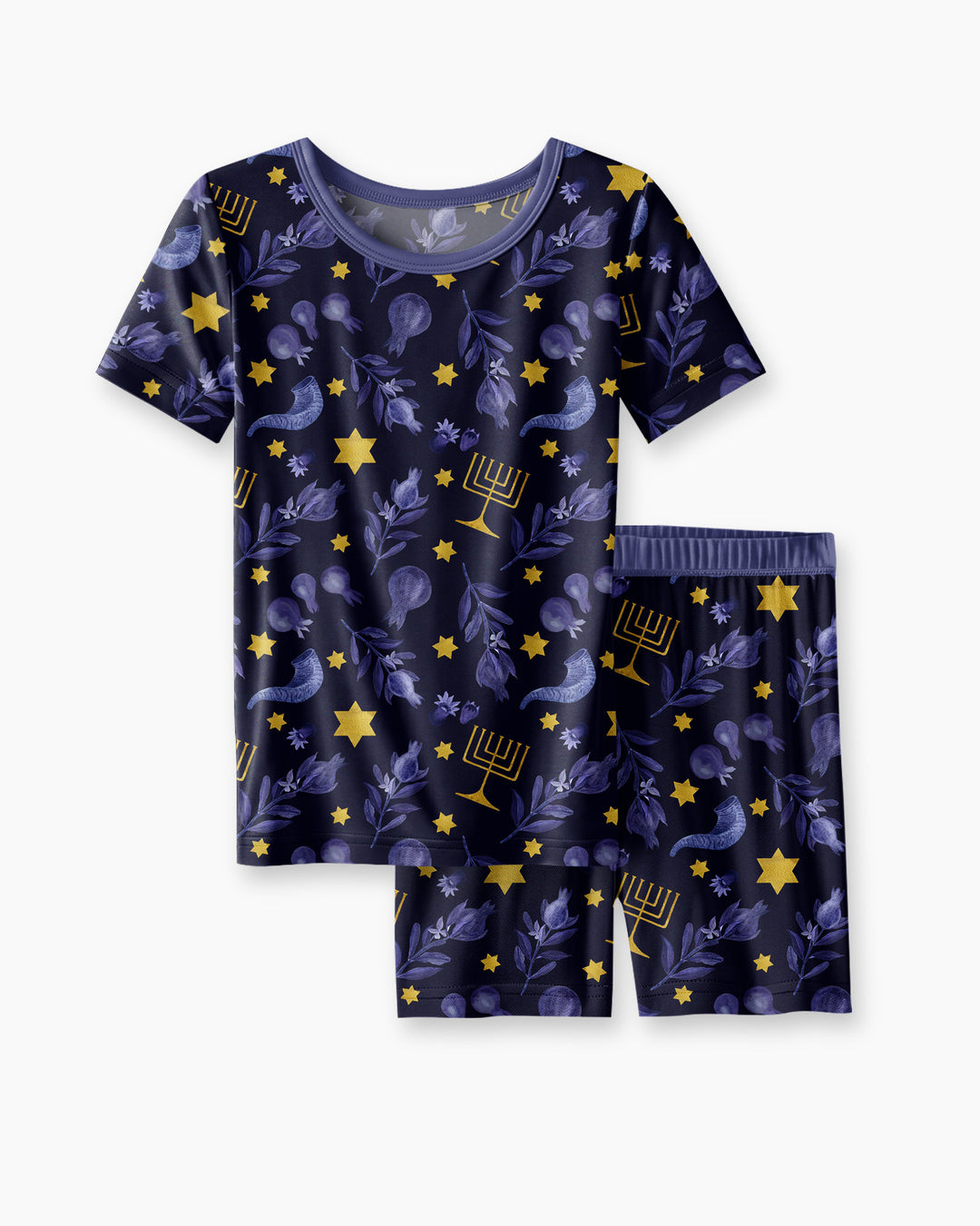 Rosh Hashanah Night Family Matching Bamboo Two Piece Short Sleeve Shorts Pajama Set