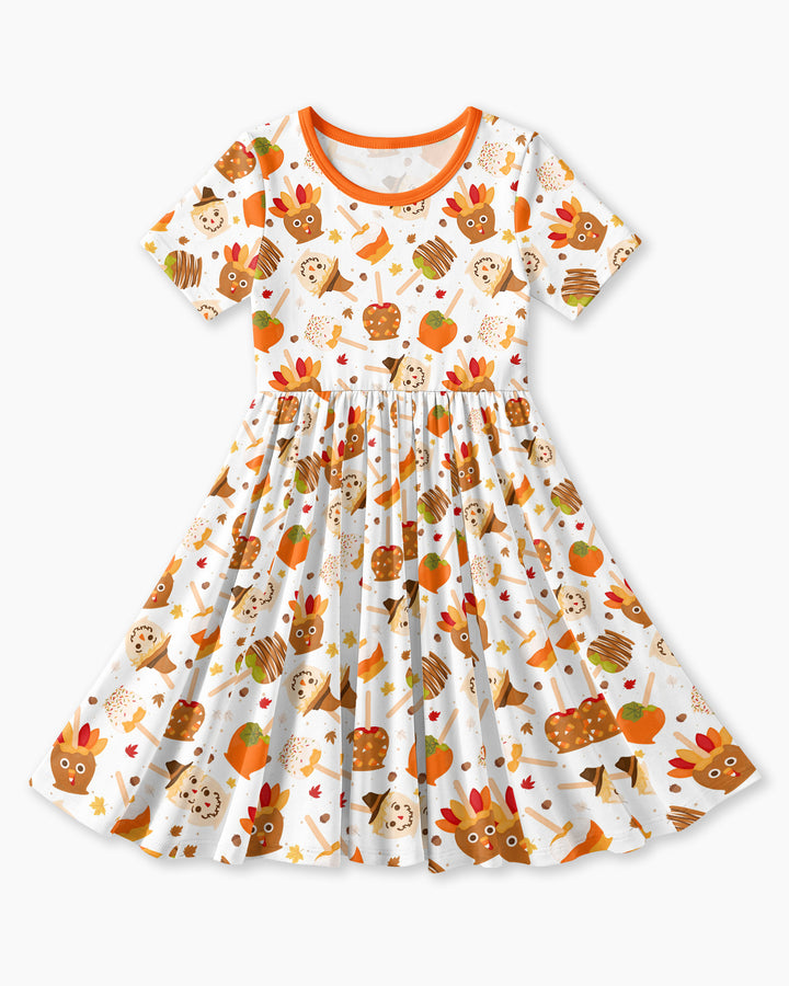 Fall Caramel Apple Family Matching Bamboo Twirl Dress