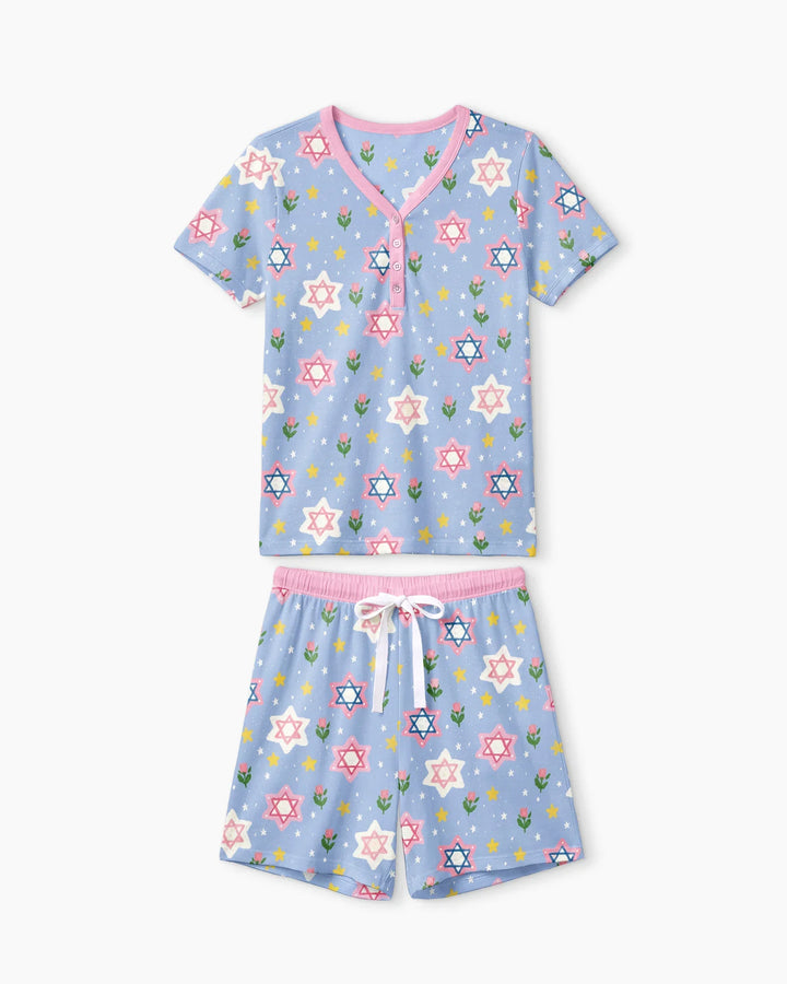 Starry Bloom Blessings Family Matching Bamboo Women Short Sleeve Short Pajama Set