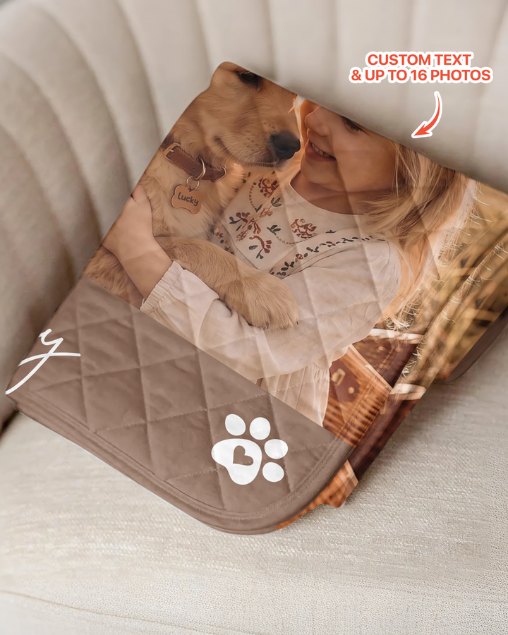 Custom Pet Photo Collage Bamboo Quilt Blanket