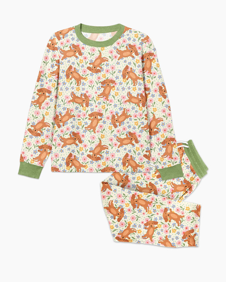 Dachshund Blooms Family Matching Bamboo Men's Pajama Set
