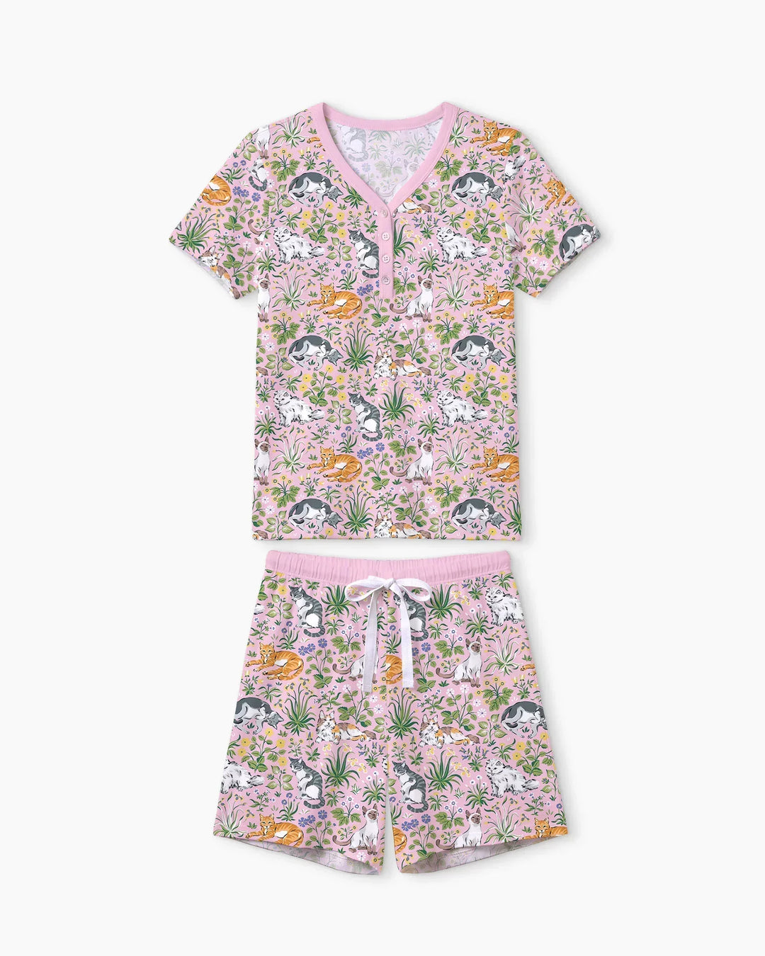 Kitten Garden Family Matching Bamboo Women Short Pajama Set