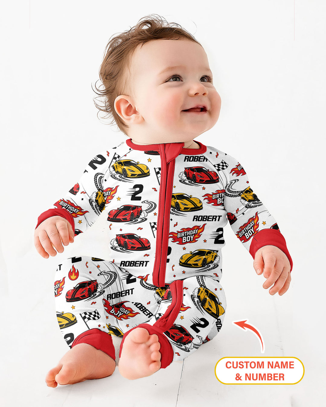 Personalized Racing Car Birthday Boy Bamboo Convertible Zippy