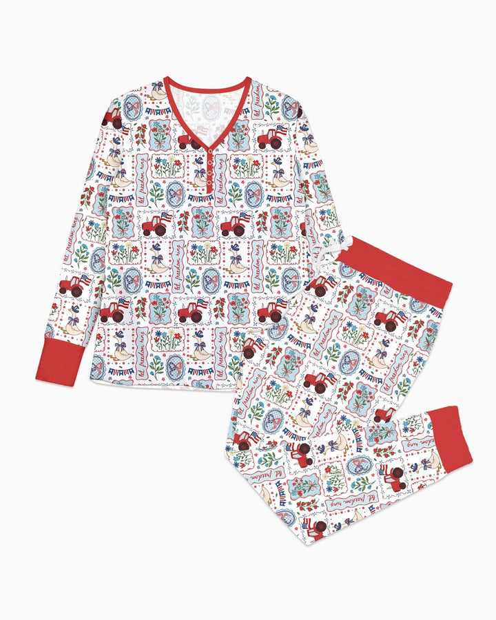 Patriotic USA Silly Goose Family Matching Bamboo Women Pajama Set