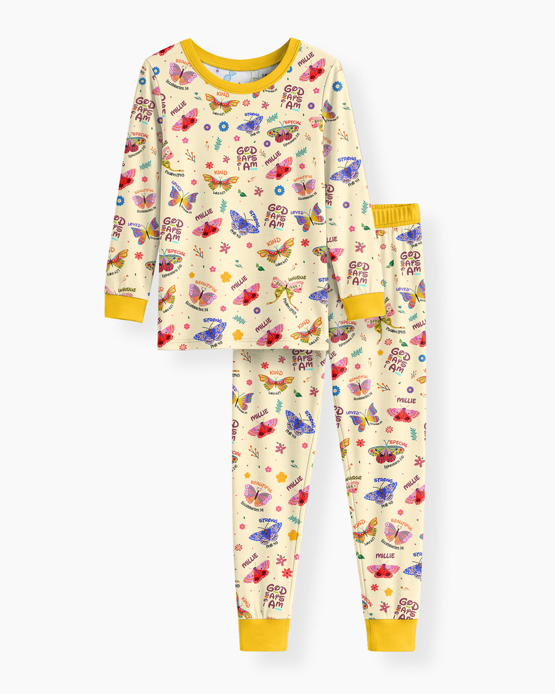 Custom Name God says I am Butterfly Bamboo Two Piece Long Sleeve Pyjamas Set