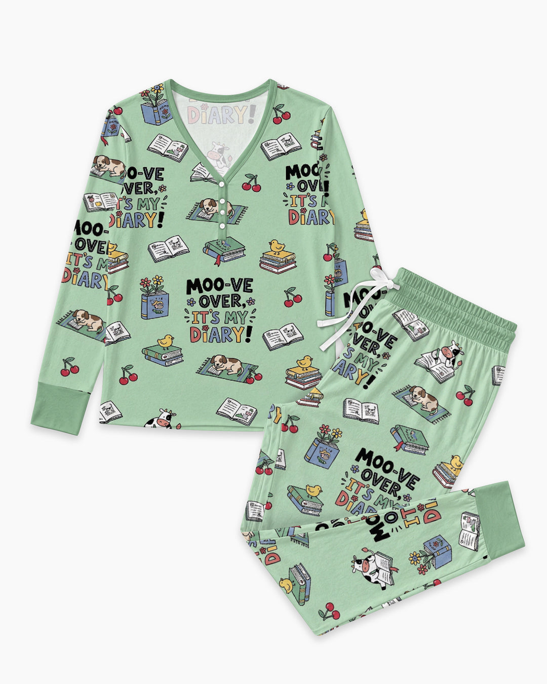 Moove Over Its My Diary Bamboo Women Pajama Set