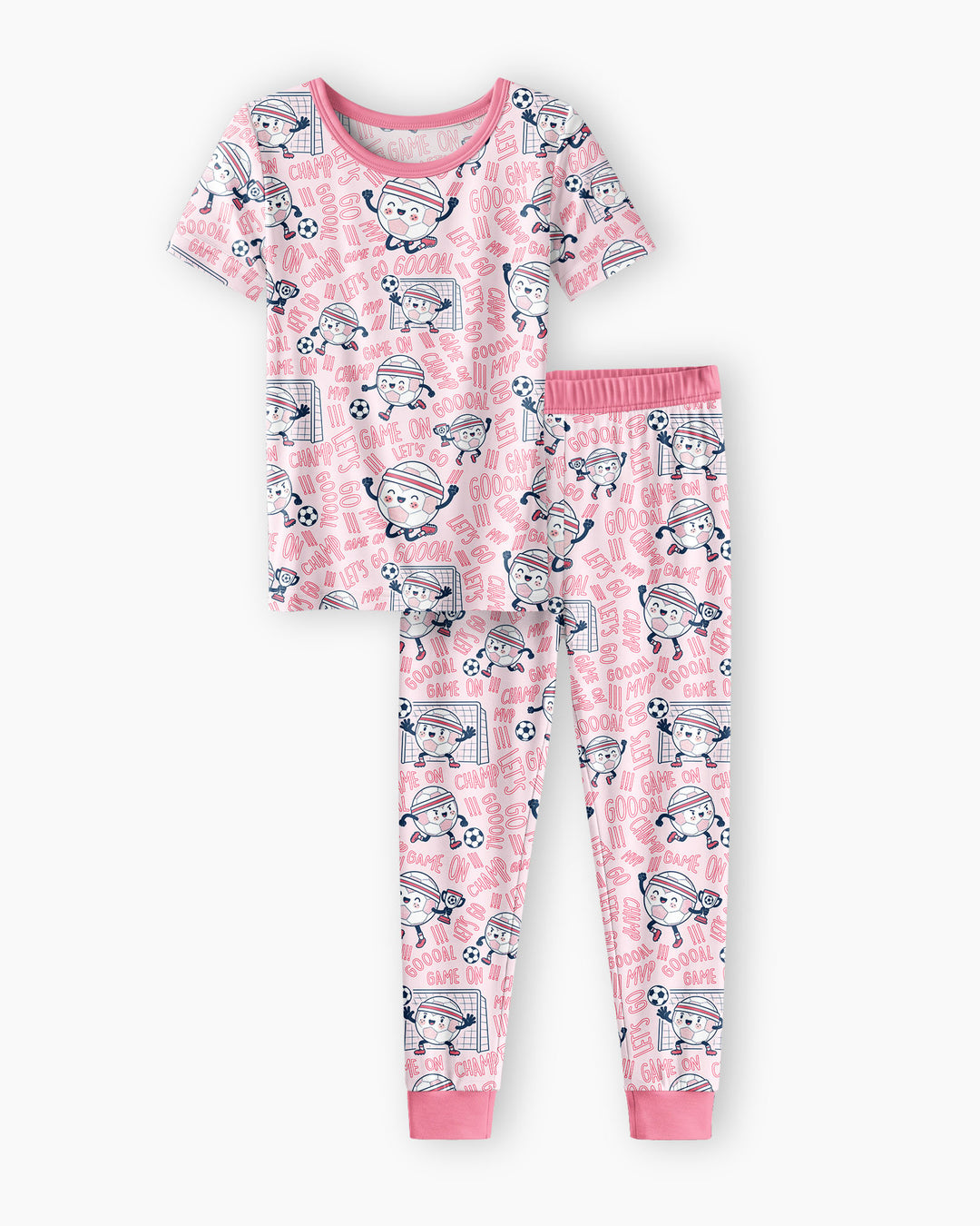 Happy Soccer Ball Family Matching Bamboo Two Piece Short Sleeve Pajama Set