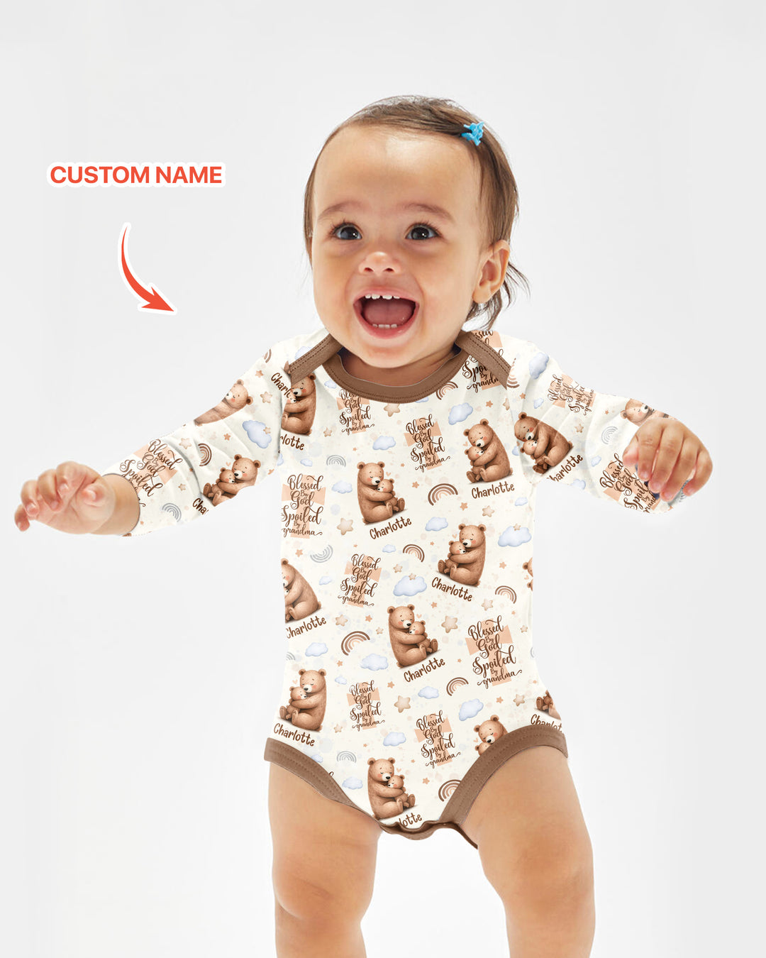 Custom Name Blessed By God Spoiled By Grandma Bamboo Bodysuit