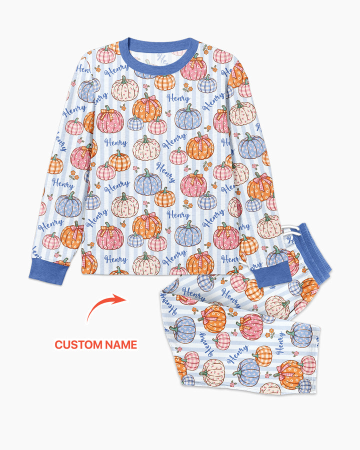 Custom Name Pumpkin Patch Bamboo Men's Pajama Set