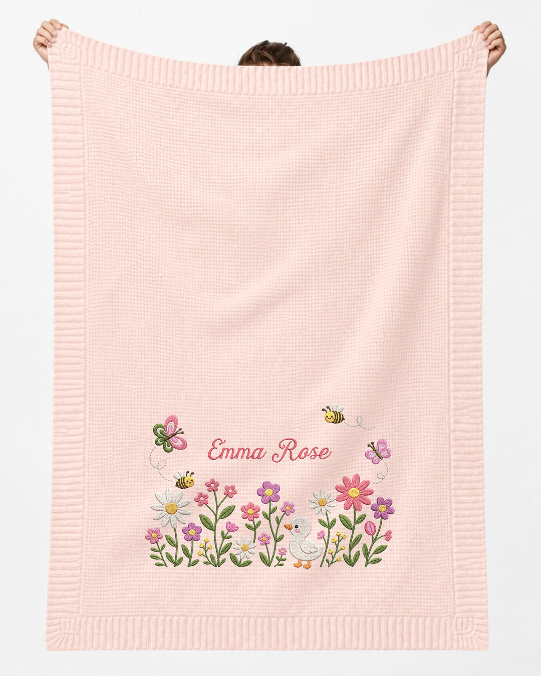Lovely Floral Embroidered Baby Cotton Blanket
