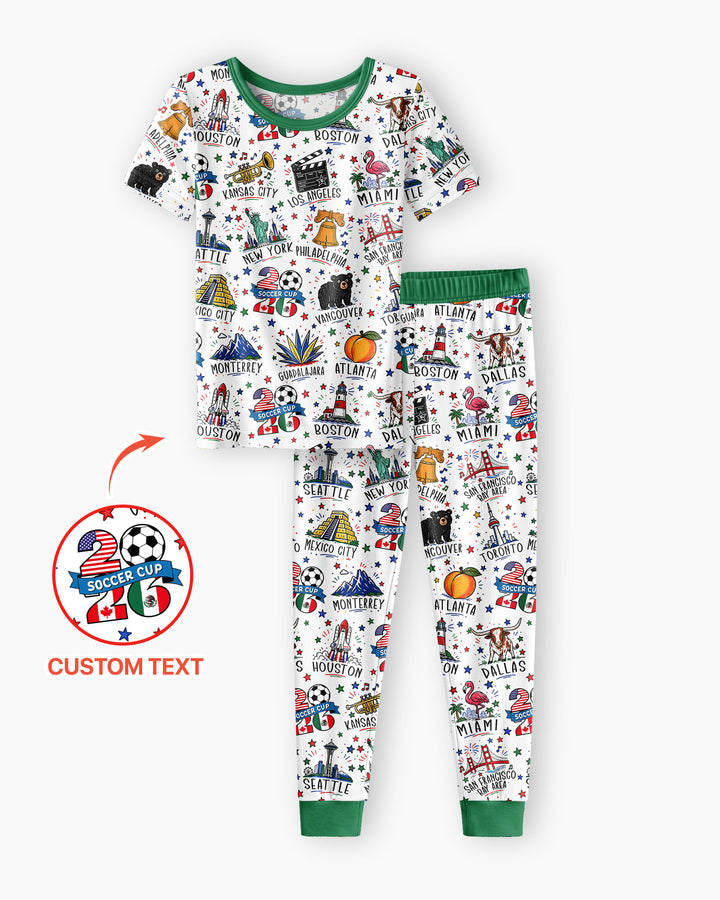 2026 Soccer Cup Host Citties Bamboo Two Piece Short Sleeve Pajama Set