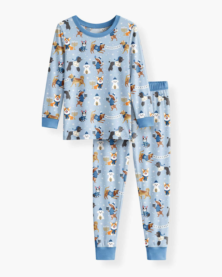 Hanukkah Dogs Bamboo Two Piece Long Sleeve Pajama Set