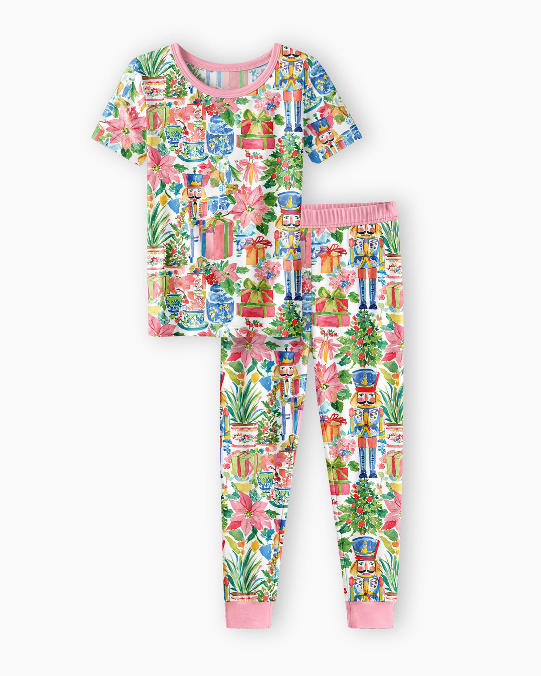 Watercolor Nutcracker Holiday Bamboo Two Piece Short Sleeve Pajama Set