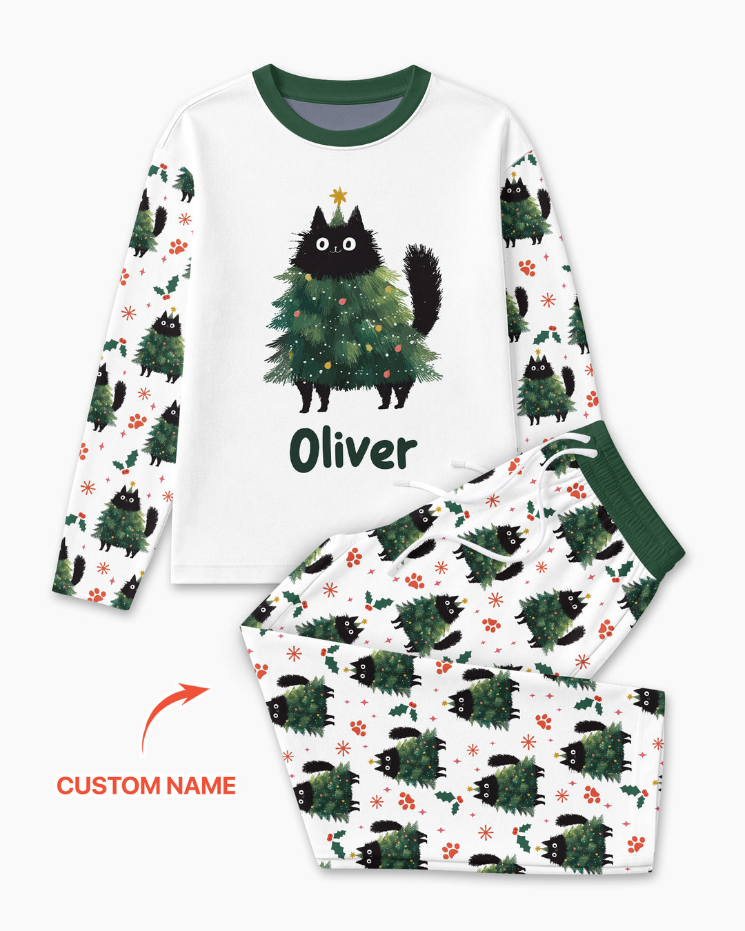 Custom Name Black Cat Christmas Bamboo Men's Pajama Set