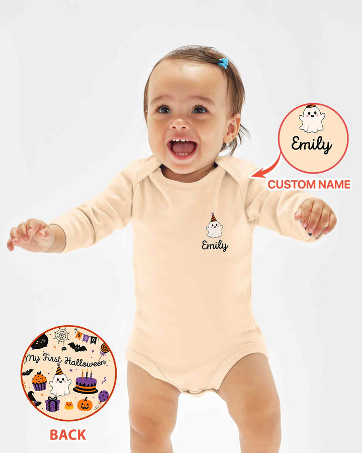 Personalized Baby Boo Ghost Pumpkin My First Halloween Bamboo Bodysuit