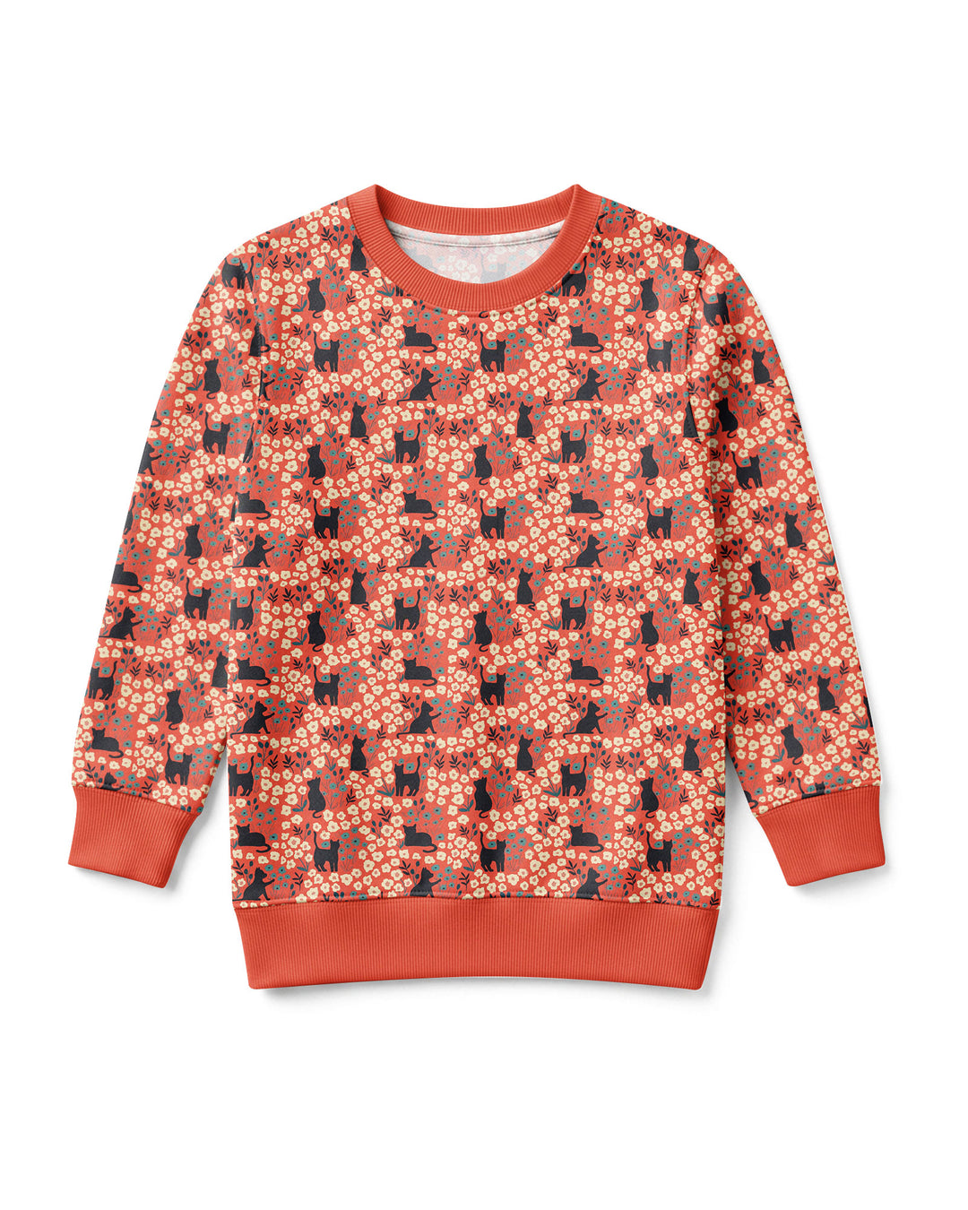 Black Cat Ditsy Bamboo Crewneck Sweatshirt
