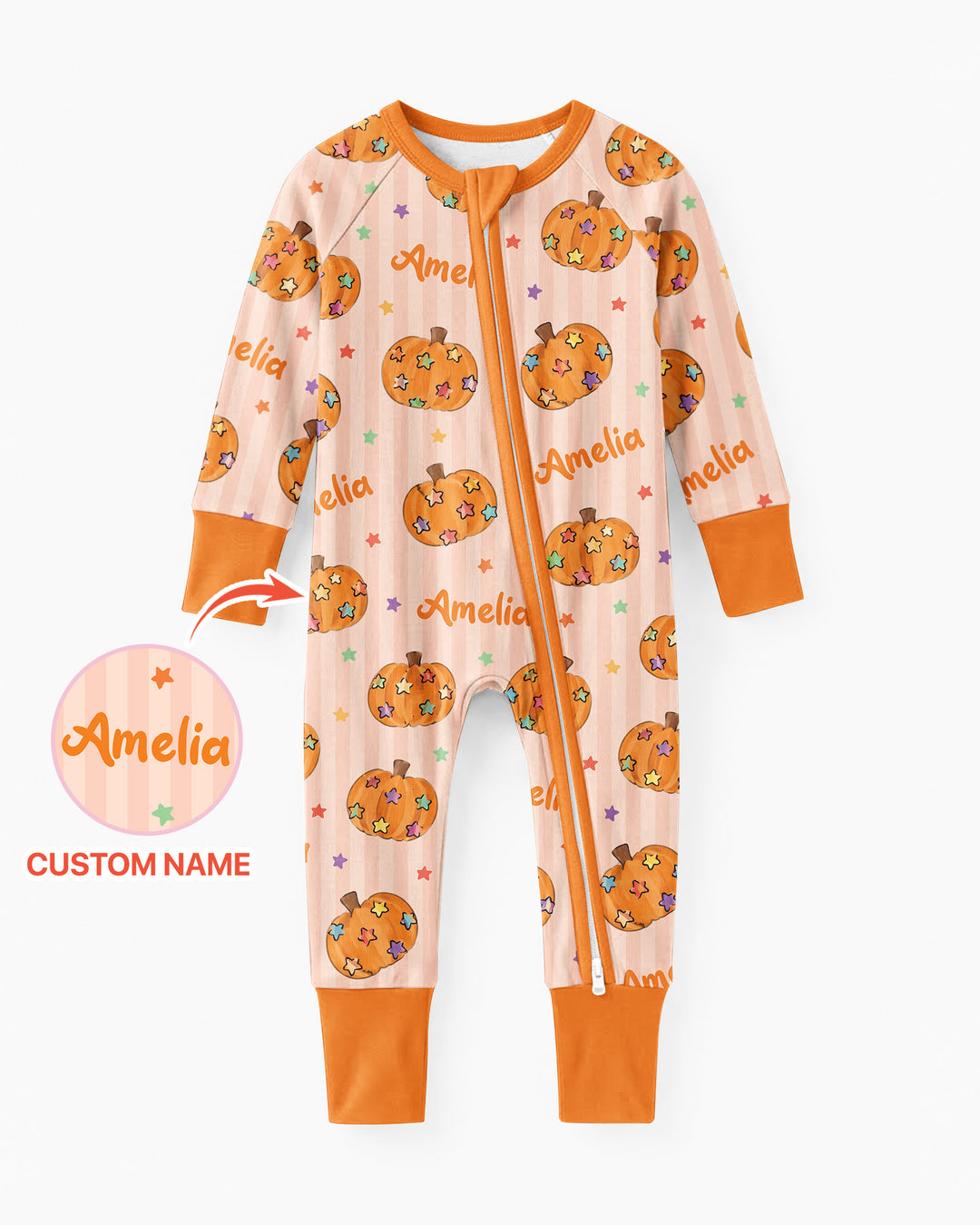 Colorful Star Pumpkin Custom Name Bamboo Convertible Zippy