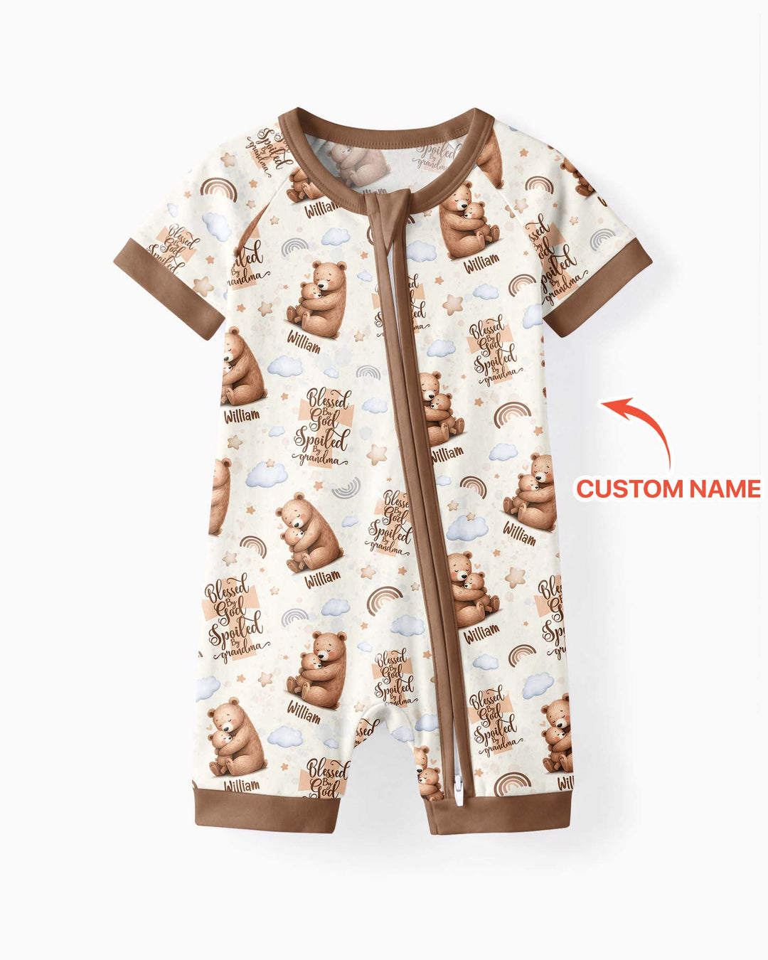 Custom Name Blessed By God Spoiled By Grandma Bamboo Shorty Zippy