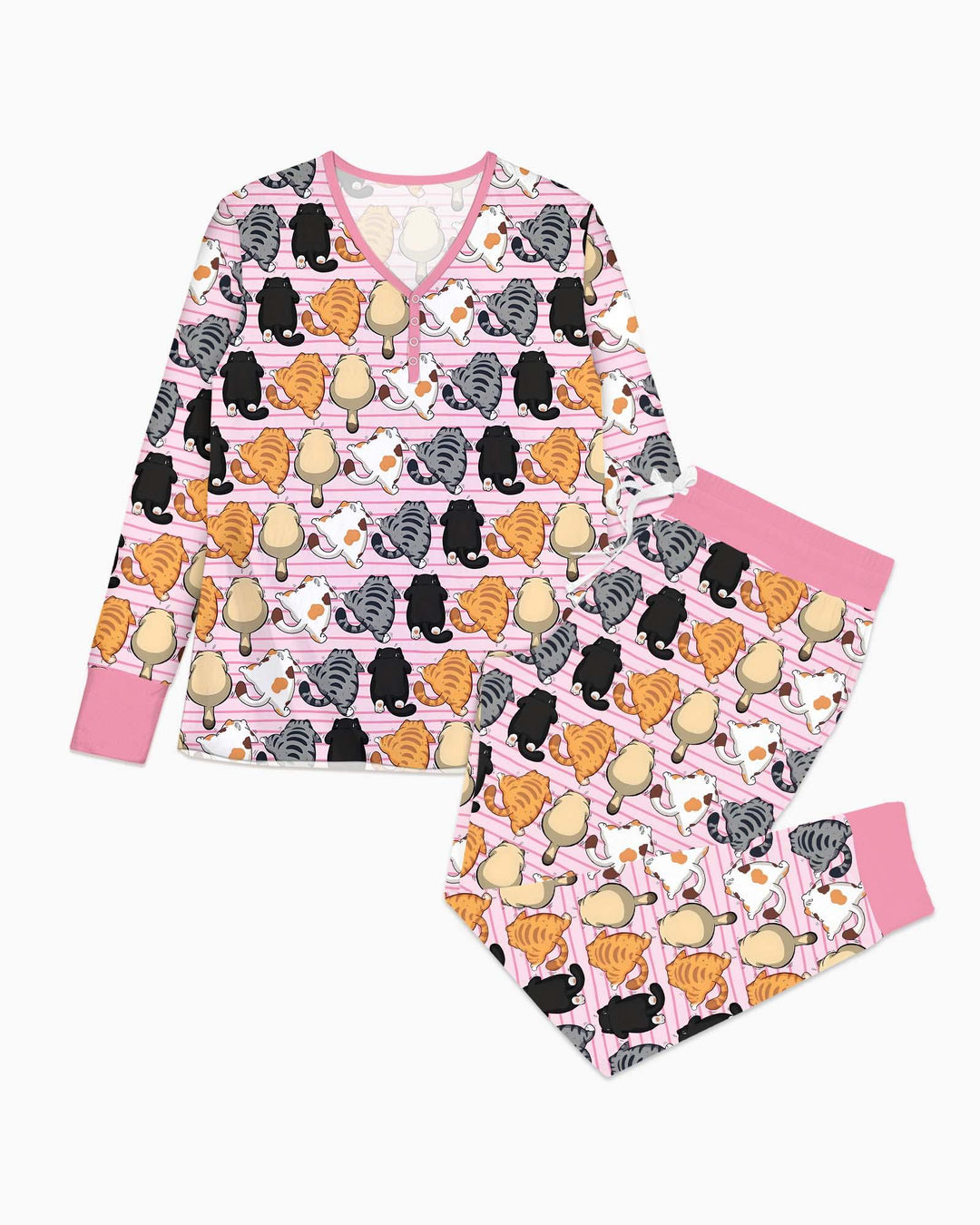 Funny Cat Butts Club Family Matching Bamboo Women Pajama Set