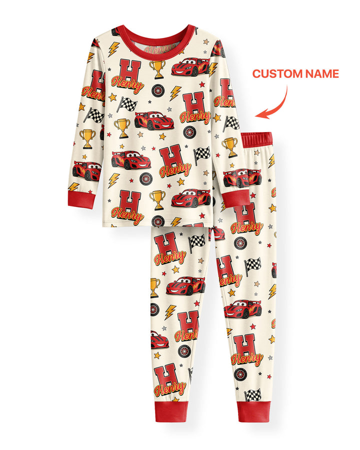 Funny Fast Car Bamboo Two Piece Long Sleeve Pajama Set