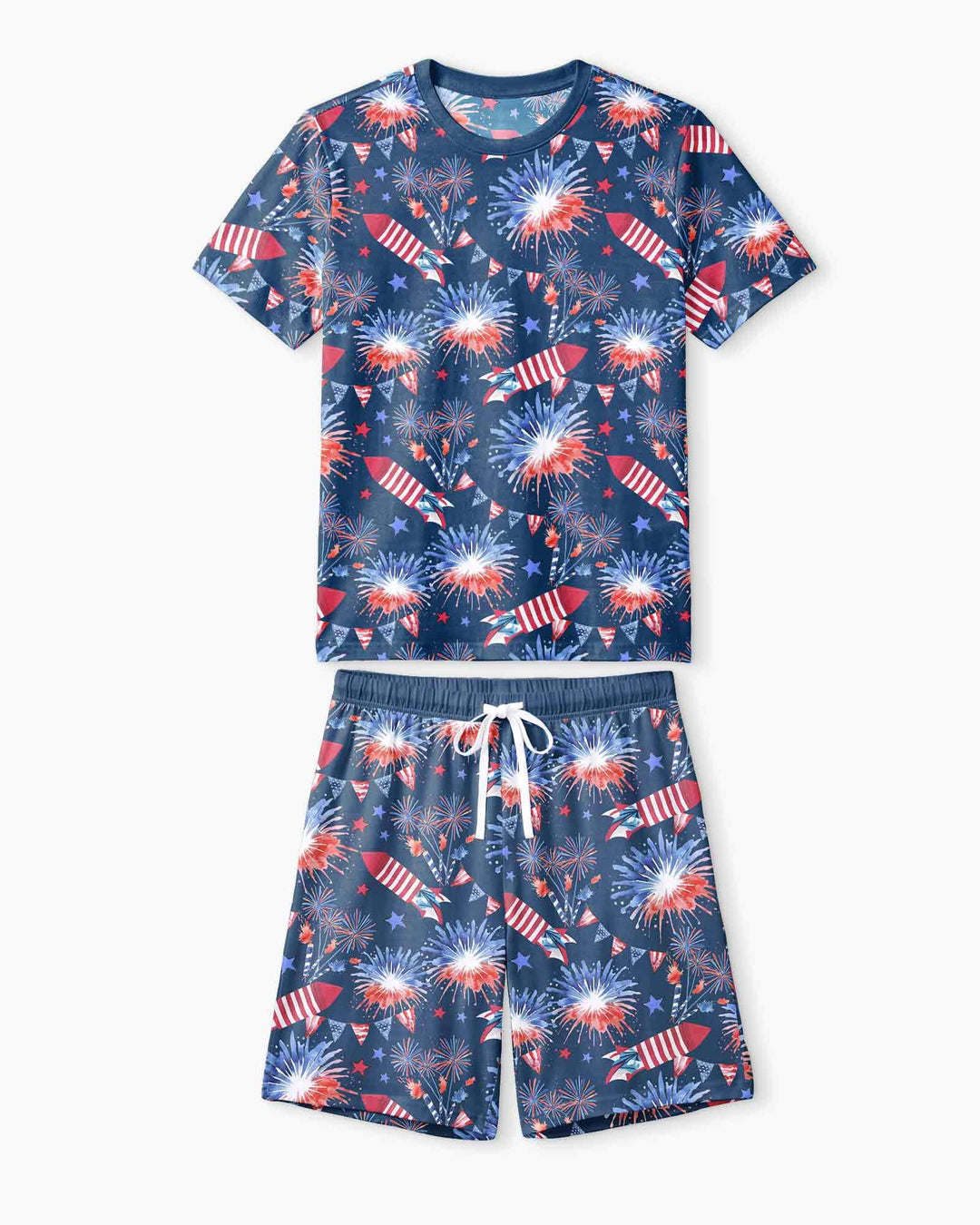 Firework Bamboo Men Short Sleeve Short Pajama Set