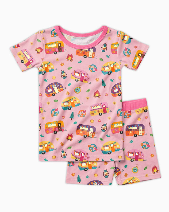 Happy Little Camper Bamboo Two Piece Short Sleeve Shorts Pajama Set