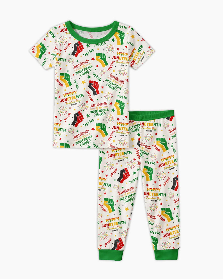 Happy Juneteenth Freedom Day Bamboo Two Piece Short Sleeve Pajama Set