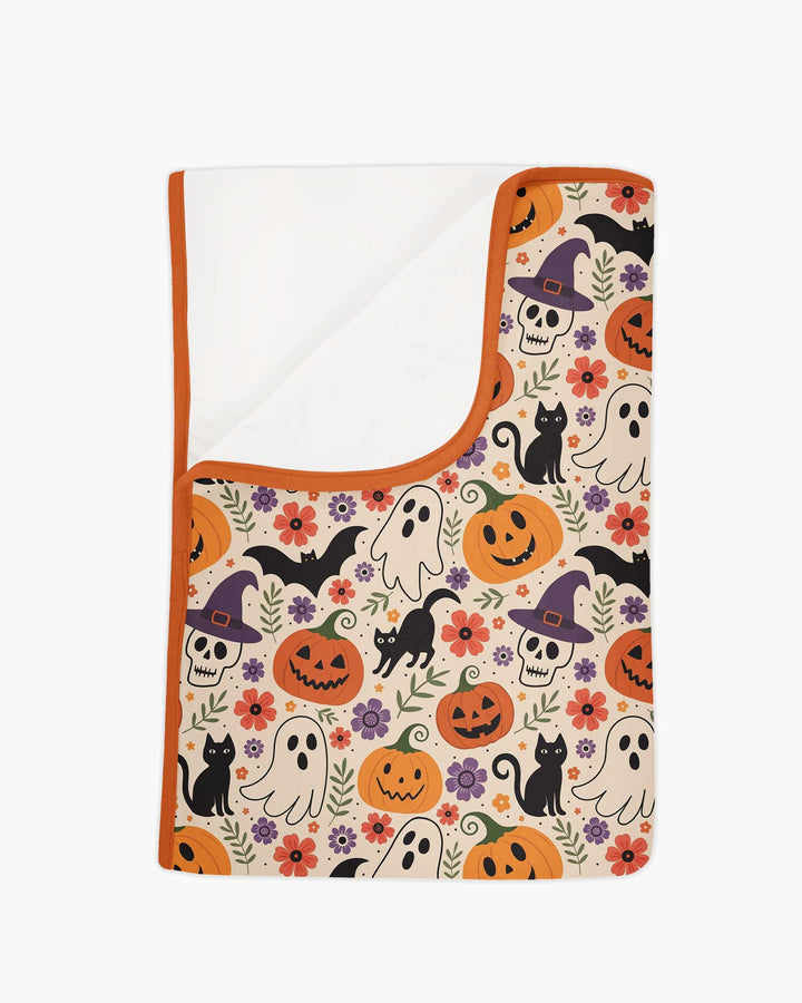 Spooky Halloween Floral Delight Bamboo Blanket