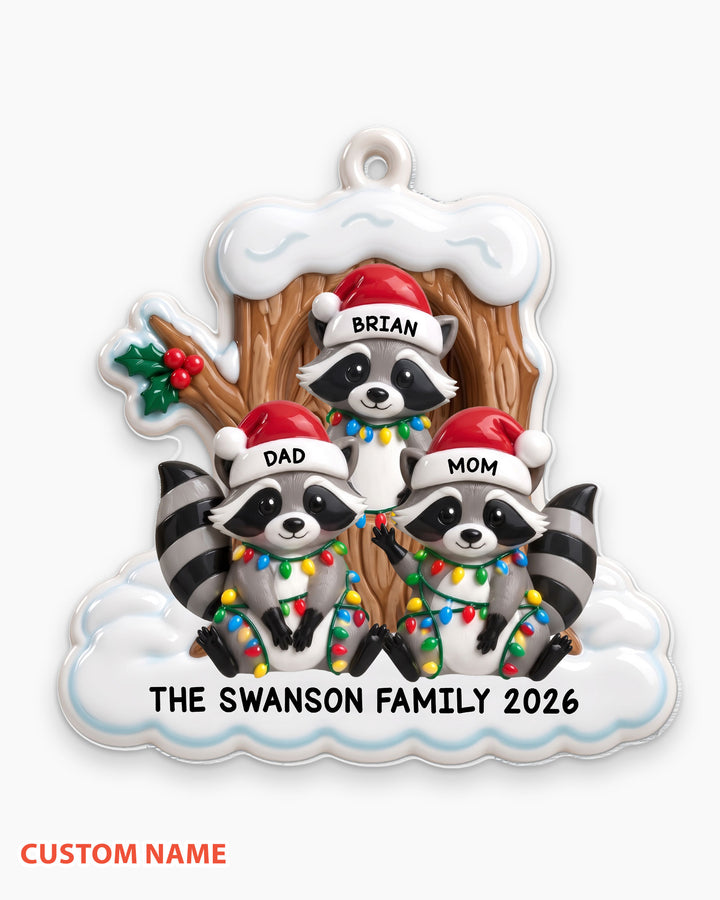 Raccoon Family Christmas Acrylic Ornament