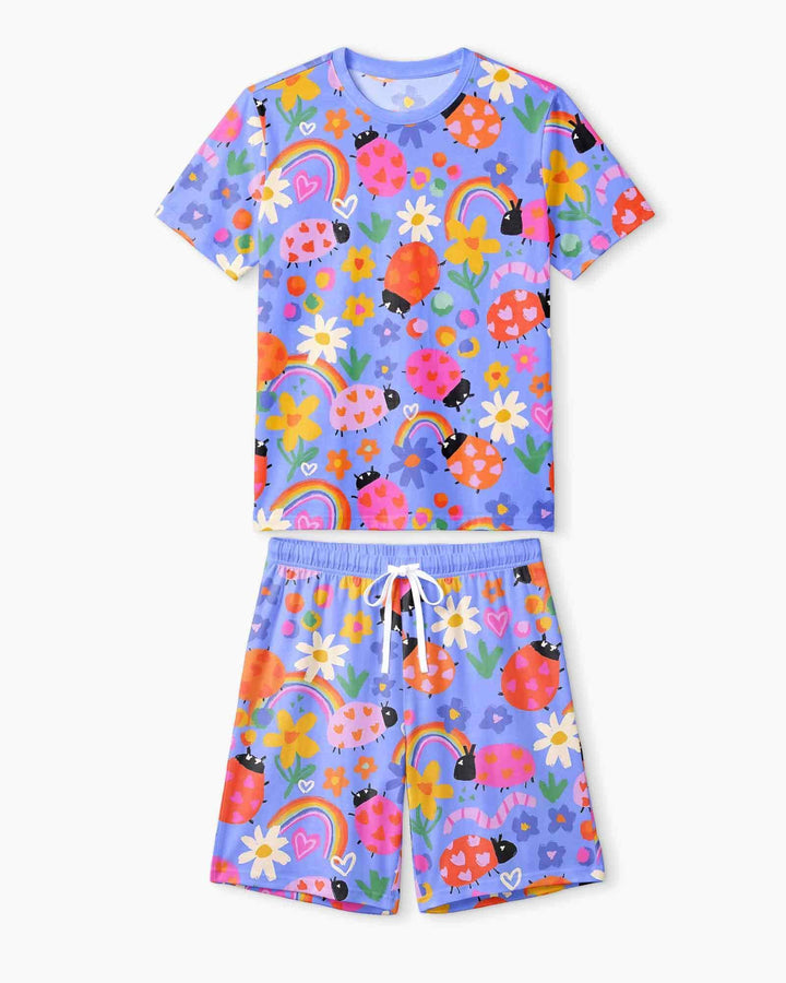 Lady Bugs Bamboo Men Short Sleeve Short Pajama Set