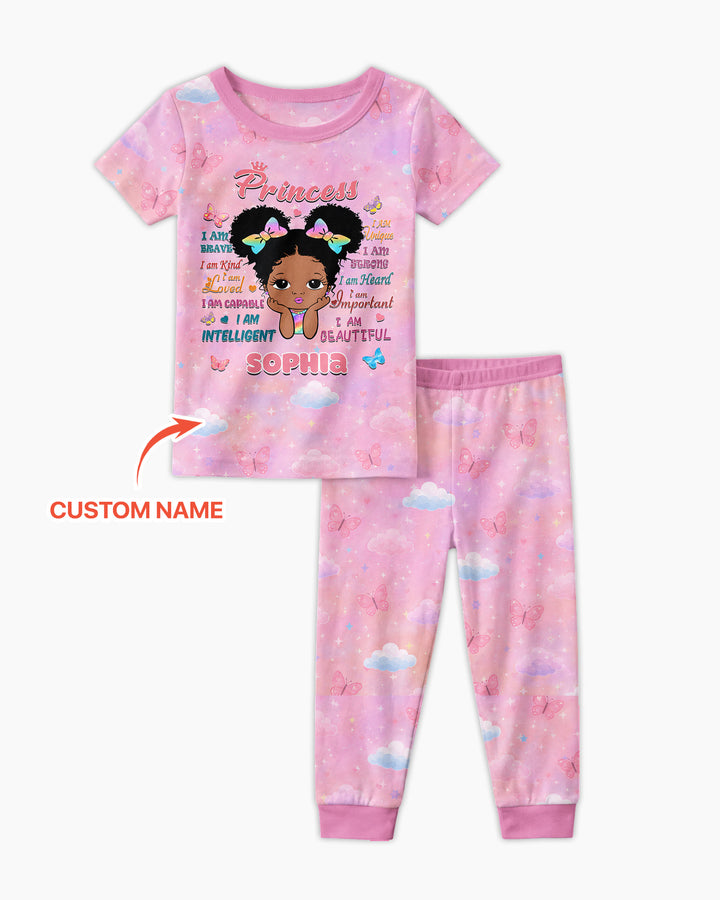 Black Princess I Am Beautiful Bamboo Two Piece Short Sleeve Pajama Set