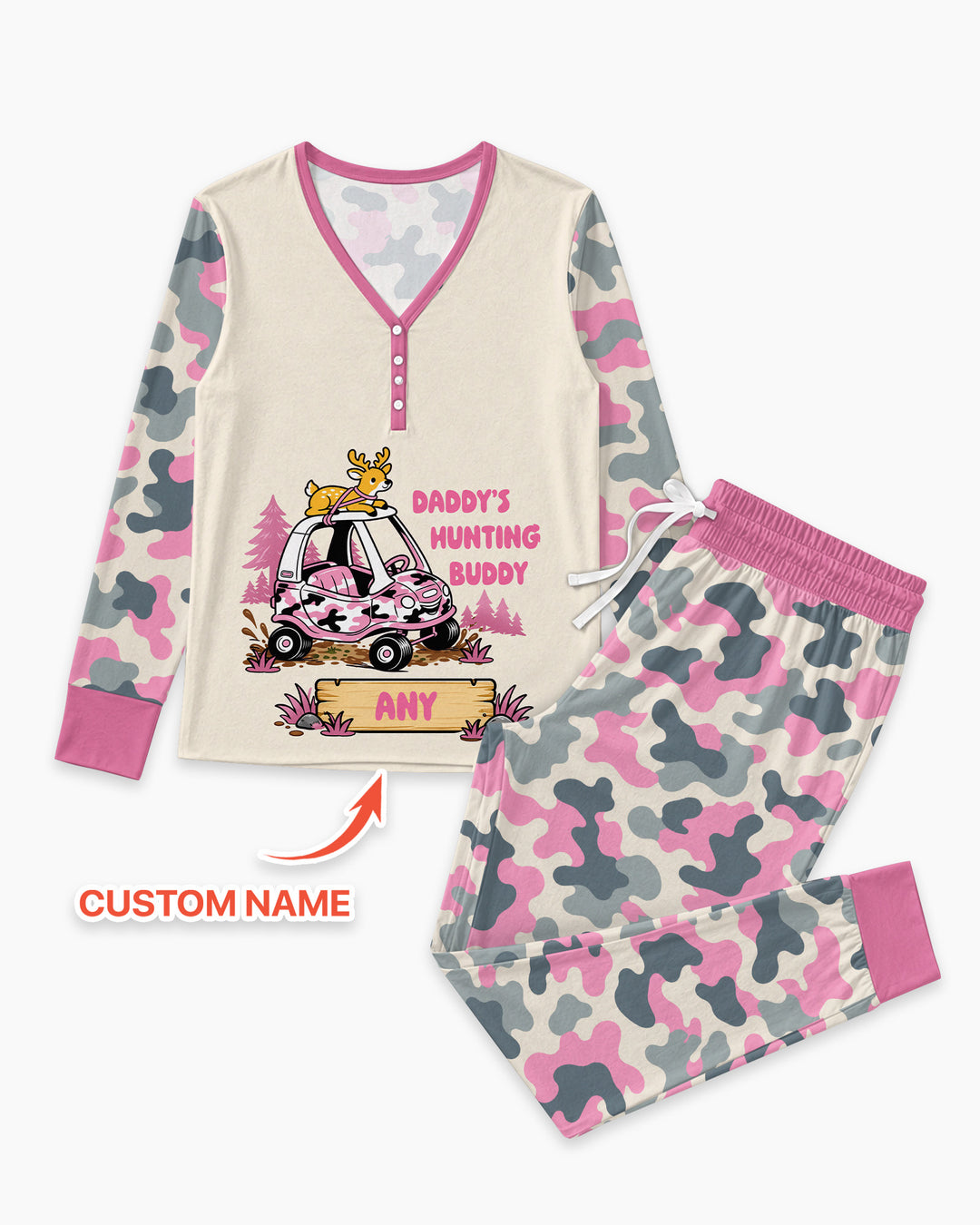 Custom Name Daddy's Hunting Buddy Bamboo Women Pajama Set