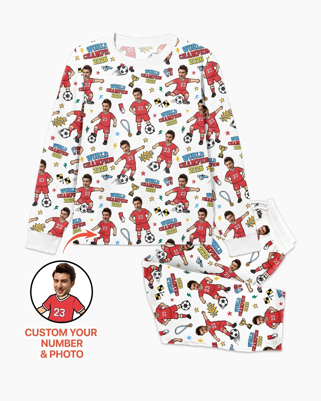 Custom Photo World Champion 2026 Family Matching Bamboo Men's Pajama Set