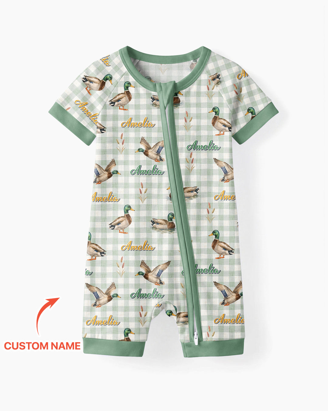 Mallard Duck Custom Name Bamboo Shorty Zippy