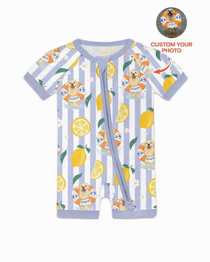 Custom Image Summer Lemon Bamboo Shorty Zippy