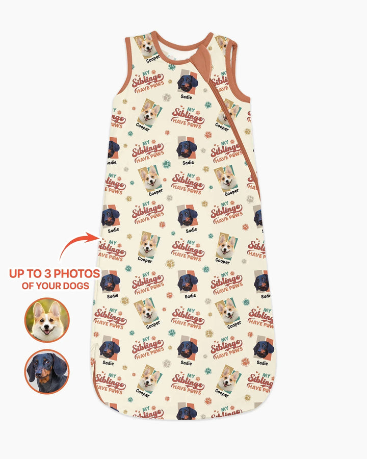 Custom Dog Photos "My Siblings Have Paws" Bamboo Sleep Bag