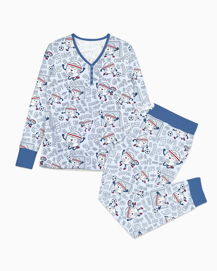 Happy Soccer Ball Family MatchingBamboo Women Pajama Set