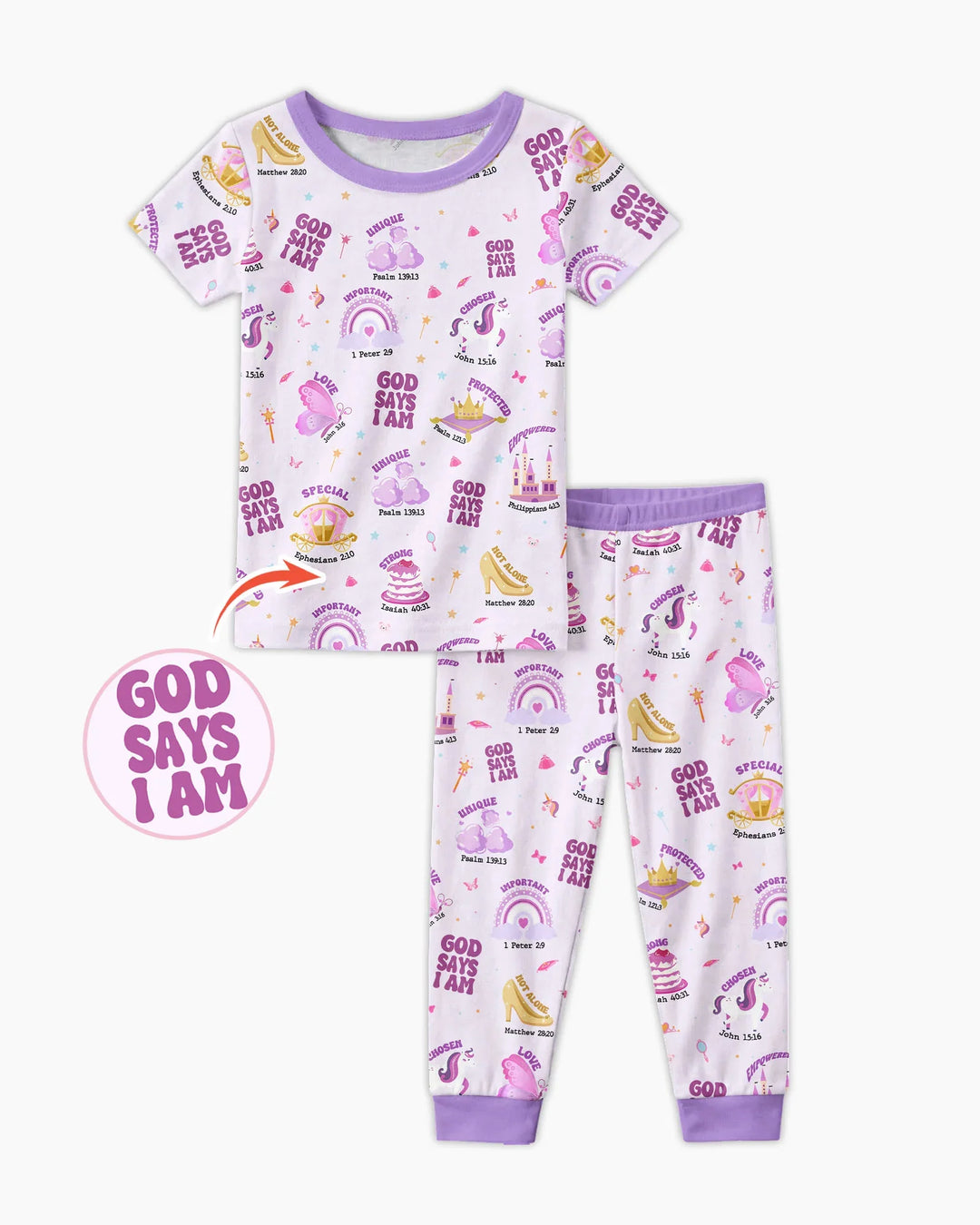 God Says I Am Girl Bamboo Two Piece Short Sleeve Pajama Set