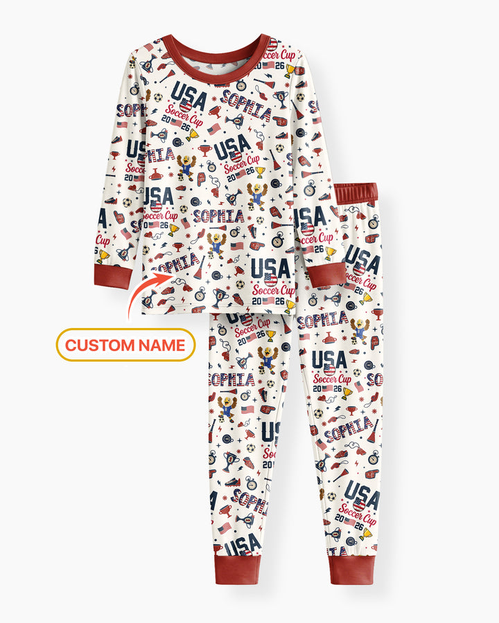 My First Soccer Cup 2026 Bamboo Two Piece Long Sleeve Pajama Set