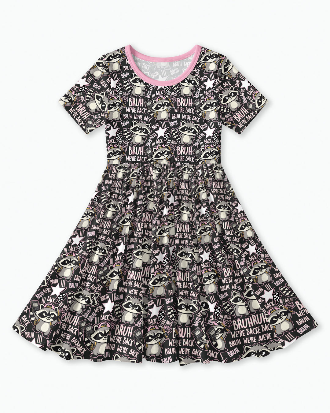 Bruh We're Back Raccoon Bamboo Twirl Dress