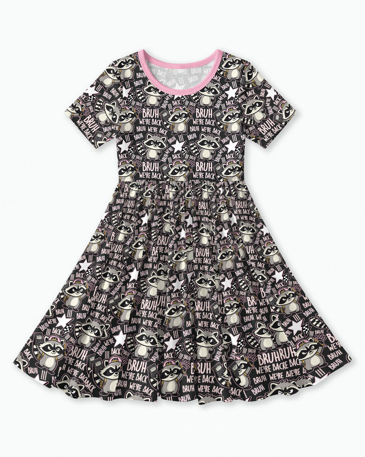 Bruh We're Back Raccoon Bamboo Twirl Dress