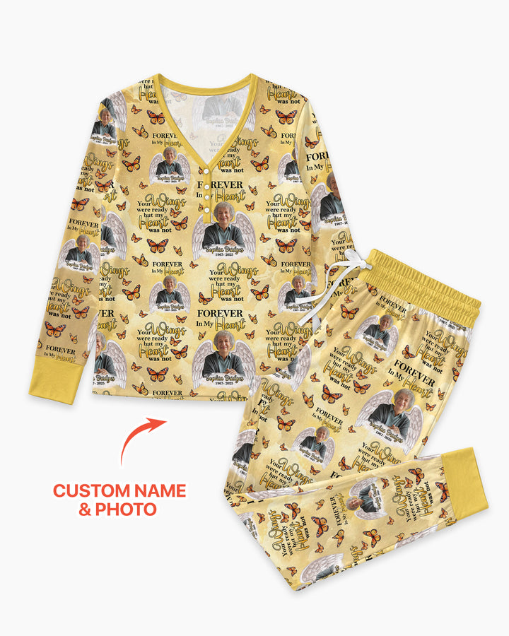 Custom Photo Forever In My Heart Family Matching Bamboo Women Pajama Set